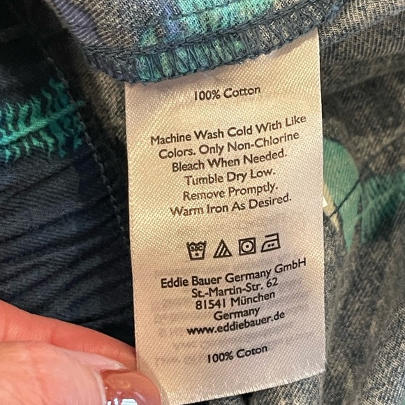 NWT Eddie Bauer Women’s Flannel Pajama Bottoms, Blue with Evergreen Trees, XL - Picture 8 of 14